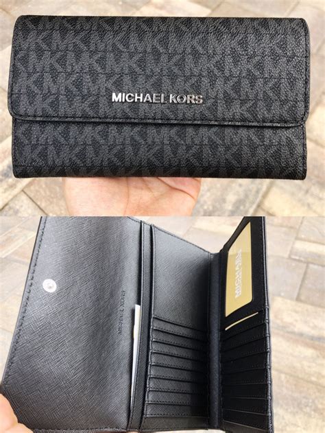 michael kors wallet jet set monogram leather black|overstock Michael Kors Wallet.